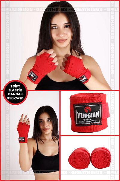 Greathings Yukon 1 Pair - 350cm X 5cm Professional Elastic Kickbox Boxing Bandage