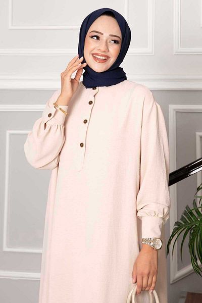 EBRUTESETTÜR Half Buttoned Long Hijab Double Set