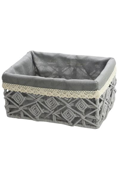 T.Concept Medium Size Rope Patterned Decorative Gray Basket - Multi-Purpose (m)