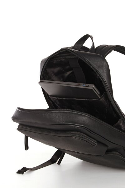 Pierre Cardin Pirre Cardin 01PC00106 - Vegan Black Backpack, Αδιάβροχη τσάντα Notebook