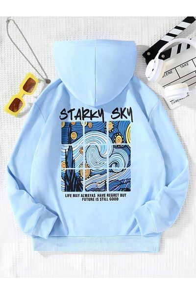 GLOWES Hanorac pentru copii, unisex, cu glugă, cu 3 fire, imprimat Starsky