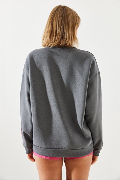 Bianco Lucci Dámská mikina s potiskem tří nití se zvýšeným srdcem