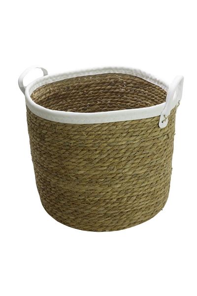 T.Concept Decorative Durable Brown-White Basket with Round Rope - Large (L)