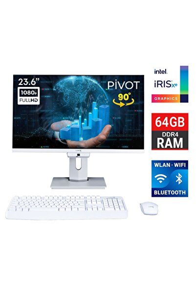 TURBOX TAxPro5 i7 1265U 64GB DDR4 Ram 1TB SSD 23.6 inç FHD Pivot BT Webcam WiFi All in One PC