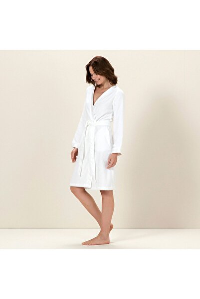 Chakra Floss Unisex Bornoz Beyaz