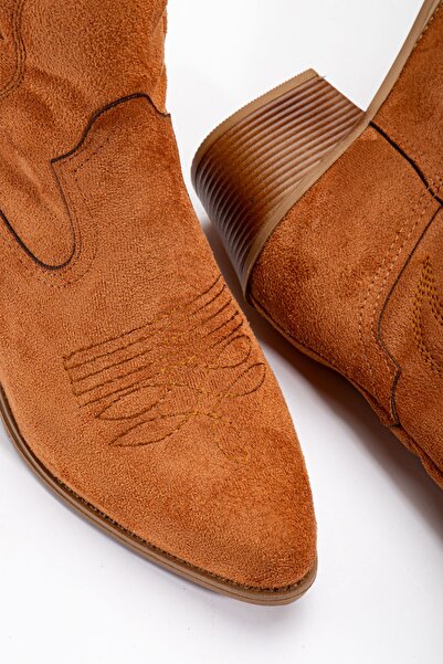 Tonny Black Női barna velúr termotalp, hímzett hegyes orrú Western hosszú Cowboy csizma