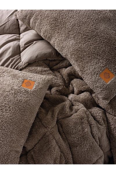 Cotton Box Beige Plush Double Duvet Set - 195X215 cm
