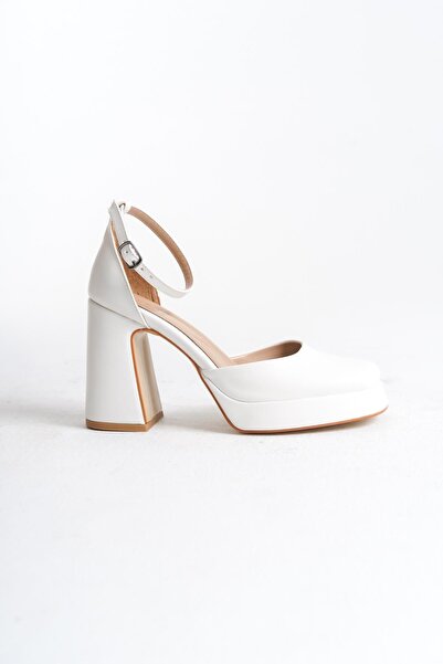 Modabuymus Bisse Bride - Pantofi de nuntă de nuntă din piele albă mată cu platformă înaltă