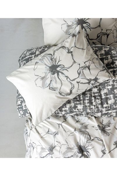 Cotton Box Ranforce Hilaris Anthracite Double Duvet Cover - Balance