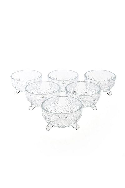 Glass In Love 9 cm Transparent 6-piece Footed Glass Snack Bowl Set
