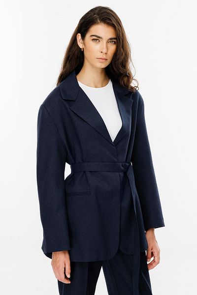 Hooopstore Μπουφάν Navy Blue Premium Blazer - Με ζώνη