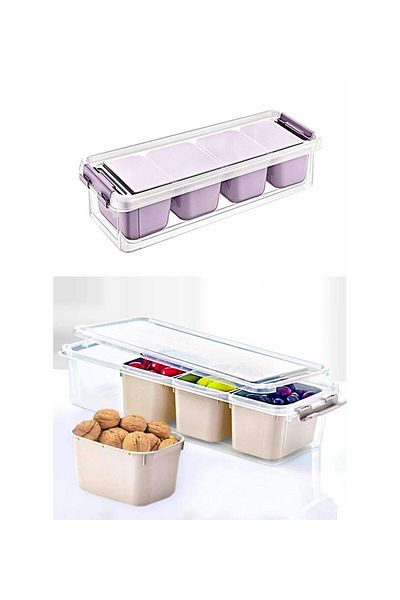 KAPLANBABA 2.5 Liter Capacity - 4 Compartments, Breakfast Organizer Storage Box
