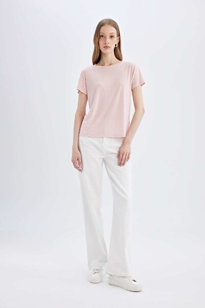 DeFacto Μπλουζάκι με κοντό μανίκι με κανονική εφαρμογή με λαιμόκοψη W7299AZNS