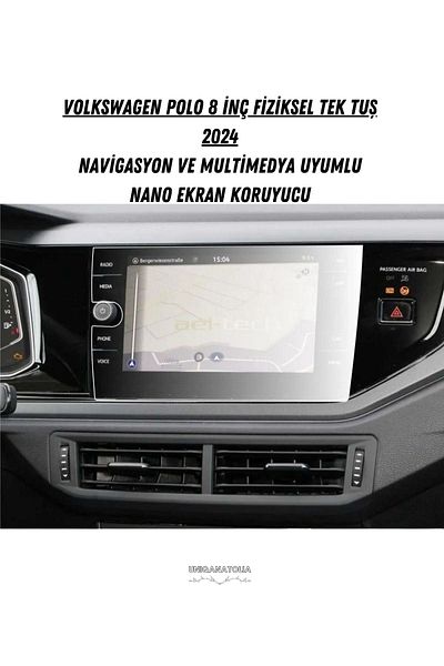 UniqAnatolia Volkswagen Polo 8 Inch Physical One-Key Compatible 2024 Multimedia Nano Screen Protector