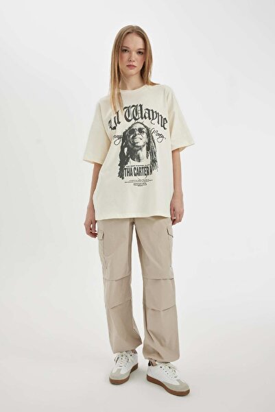 DeFacto Coool Paraşüt Poplin Pantolon Basic Düz Cepli Beli Lastikli A6266ax24sp