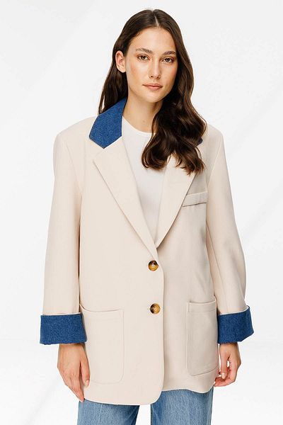 Hooopstore Stone Colored Blazer - Jeans Garni Detailed Jacket