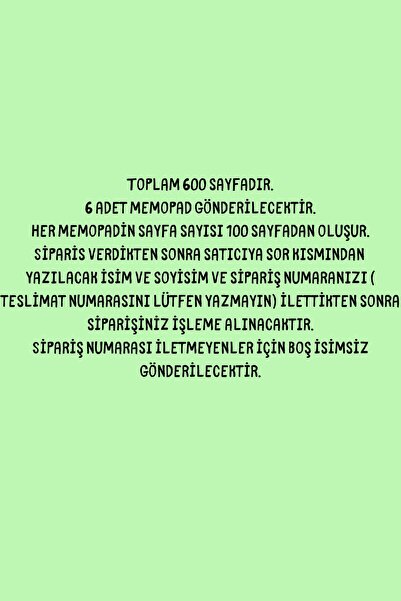 pnkycrco 600 SAYFA Kişiye Özel Not Kağıdı Bloknot Notepad Memopad