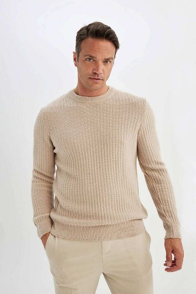 DeFacto Standard-Passform, normaler Schnitt, Rundhalsausschnitt, Jacquard-Strickpullover, A5234ax24wn