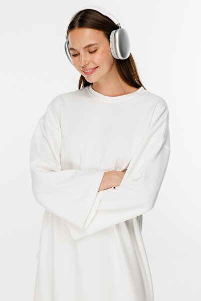 Hooopstore Μακρύ βαμβακερό υπερμεγέθη φόρεμα σε λευκό χρώμα