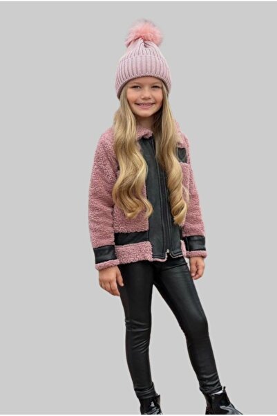 miniklerin dünyası KIZ ÇOCUK PELUŞ CEKET DERİ TAYT TAKIM