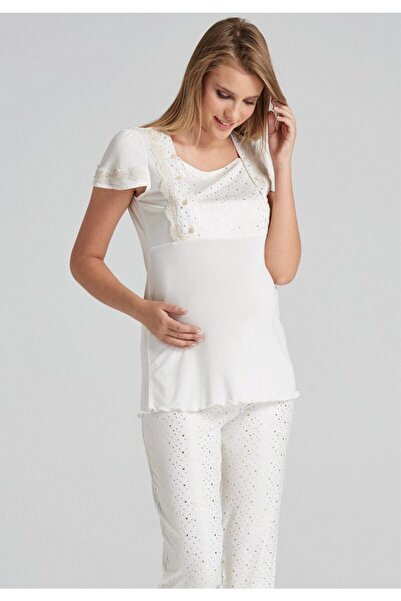 Tuba 6211- Hamile Pijama Takımı Ekru