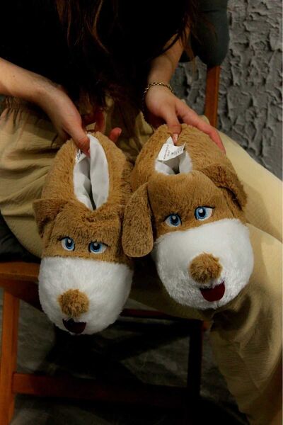 Runfast Унісекс плюшеві тапочки - домашні тапочки з фігуркою собаки