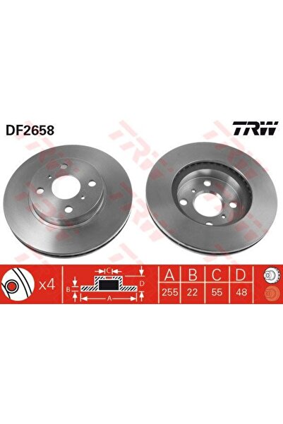 TRW FREN DİSKİ ÖN COROLLA E100 AE101 AE111 93>02  ENJEKSİYONLU HAVALI 255mm