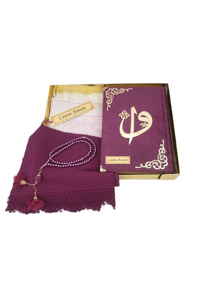 AGH Değerli Hediyeler Kutulu Kuranı Kerim Başörtü Tesbih İsimli  Seccade Seti