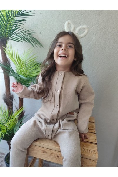 MERRAKİDS Unisex Yandan Cepli Önden Düğmeli Tulum