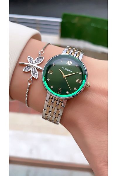 Homies New Season Waterproof 3 Atm Brand Crystal Glass Wrist Watch and Bracelet Gift