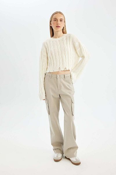 DeFacto Regular Fit Crew Neck Hair Braided Knitwear Sweater A8151Ax24Wn
