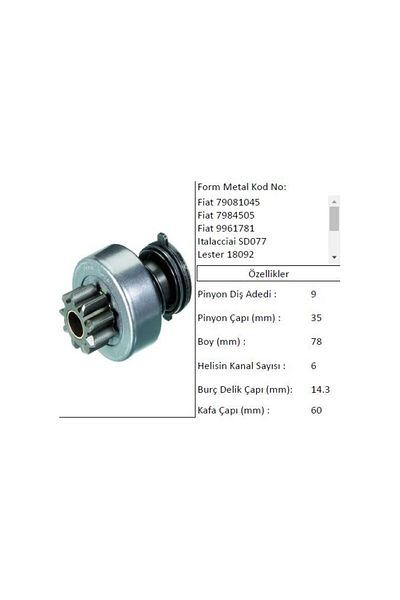 İthal Mars Disli 50 Nc Iveco Mako Typ Em 72316024
