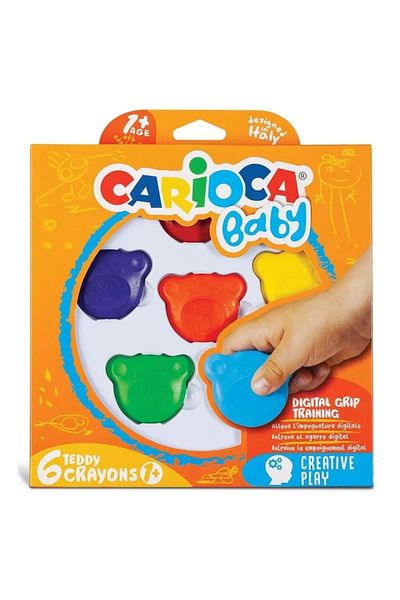 CARIOCA Teddy Baby Crayons - 6 Sher Linden Teda Paint