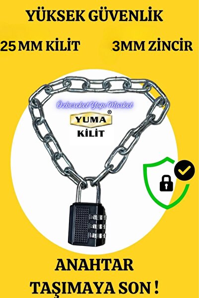 özbereketyapimarket Yuma Zincirli Şifreli Kilit KYK Yurt Spor Salonu Askeriye...