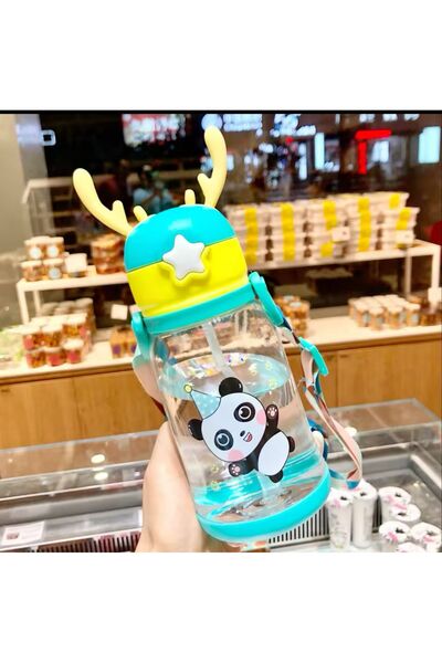 MİMOZA PARK Geyik Başlıklı Askılı Su Matarası Su Şişesi Suluk Geyik Model Bpa...