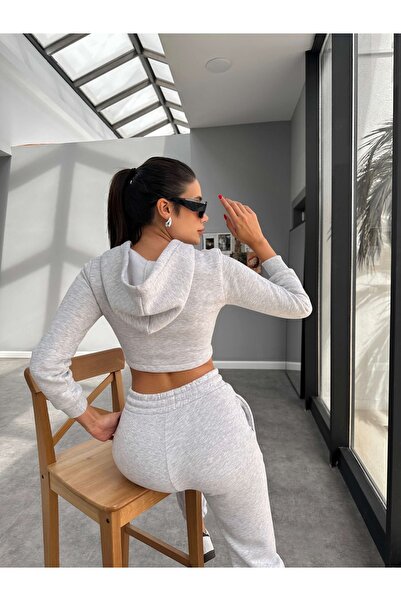 ESRAHELVACI Light Gray Crop Top and Piece Set