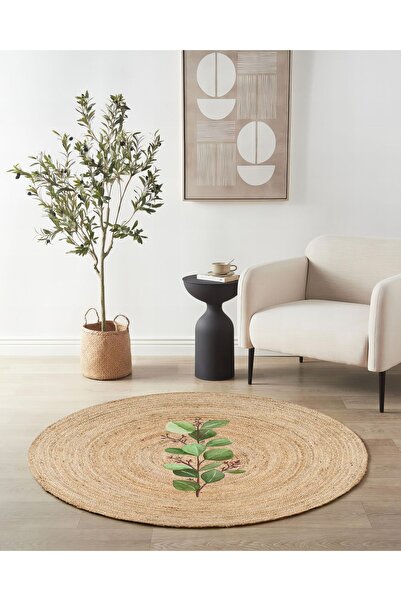 kilim home Boho 922 Jute Straw Ethnic Patterned Jute Knitted Natural Straw Na...