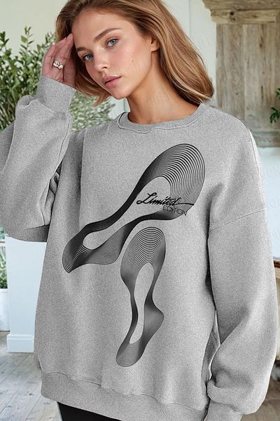 Millionaire Hanorac din fleece pentru femei cu imprimeu limitat gri - 0 decolteu, supradimensionat, cu croiala larga