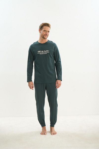Sevim Green Men's Pajama Set - Long Sleeve C6T2N4O9