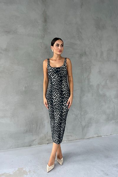 Seda Yalçın Atelier Leopard Patterned Slit Denim Dress