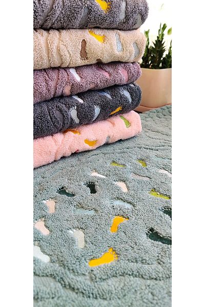 A.Z.H. My Mom 50x70cm Jacquard Luxury Embroidered Dowry 100% Cotton Foot Towel (set of 6)