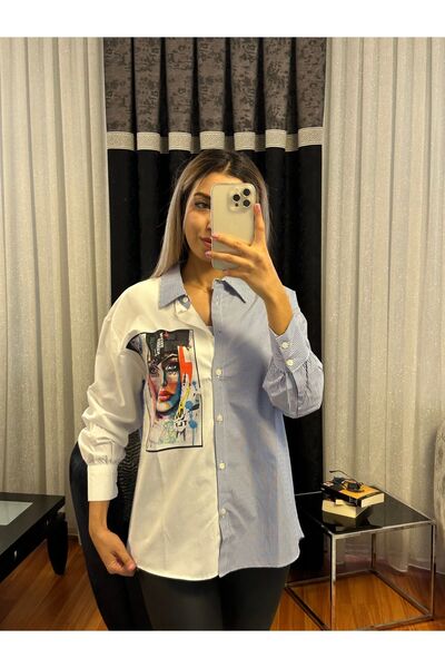 SHINE STYLE قميص بتصميم طباعة مخططة