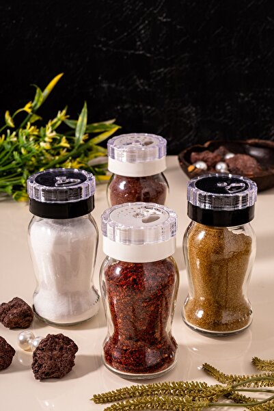 Genel Markalar 4'lü Cam Tuzluk ve Biberlik Seti - Şık ve Pratik Baharatlık Ta...