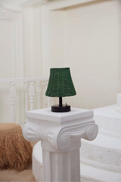 Maison Avf Yeşil Rattan & Bambu Masa Üstü Kablosuz Pilli Abajur Masa Lambası ...