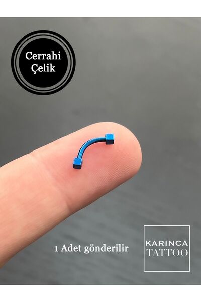 Karınca Piercing Kaş Kulak Helix Snug Rook Daith Tragus Conch Orbital Nipple Kare Mavi Piercing ( Karınca Tattoo )