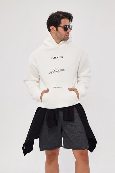 The Champ Clothing Φούτερ με κουκούλα Fleece Mm75 με στάμπα λευκό Oversize Hoodie