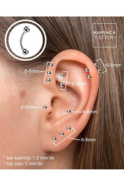 Karınca Piercing Daith Surface Tragus Snug Transverse Lobe Forward Helix Rook...