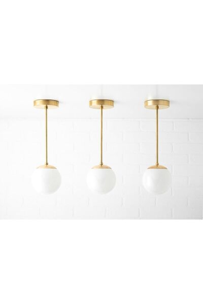 571 Store Gold Kaplama Cam 3 Adet Kartopu Modern Camlı Avize Metal Gövde