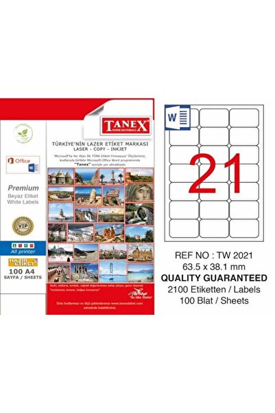 Tanex Tw-2021 laserska etiketa (63,5 x 38,1 mm)