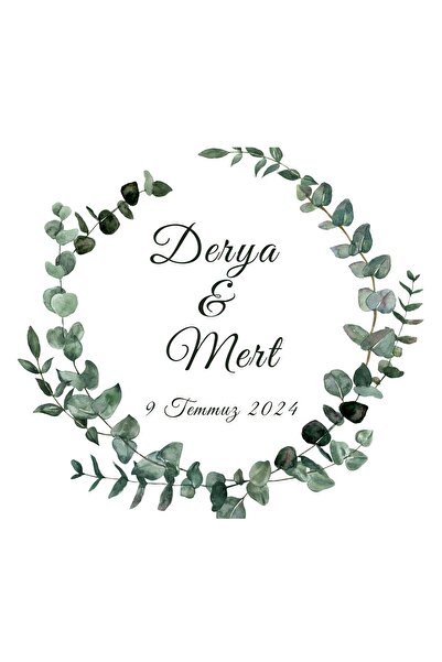 Pera Kişiye Özel Nikah/Düğün/Kına Gecesi Etiket/Sticker 4 Cm Yuvarlak 72 Adet